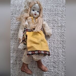 Vintage Porcelain Doll with Yellow Dress - Greek Or Russian?